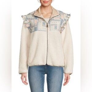 NWT Driftwood x Free People Cream Sherpa Cream Light Blue Bandana‎ Print Combo M